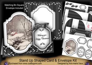 Winter Walk Large Fancy Stand Up Card N Envelope Kit