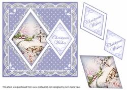 Blue Snowscene Christmas Wishes 7in Double Diamond Topper