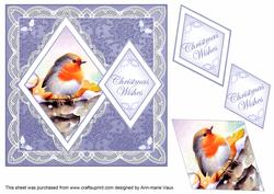 Blue Robin Christmas Wishes 7in Double Diamond Topper