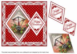 Red Lantern Happy Christmas 7in Double Diamond Topper