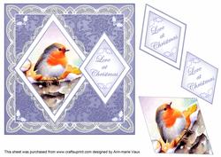 Blue Robin Love at Christmas 7in Double Diamond Topper
