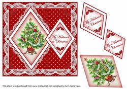 Red Tree Husband at Christmas 7in Double Diamond Topper