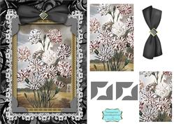 Black and White Carnations A5 Lace Card Front Step by Step