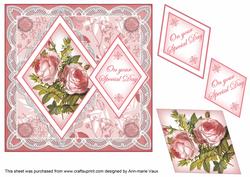 Pink Roses Special Day 7in Double Diamond Topper