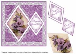 Pansies Special Day 7in Double Diamond Topper