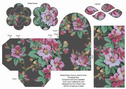 Black Col Blossom Rolled Rose 3in Favour/gift Box N' Card