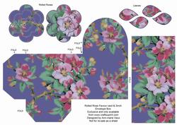 Dblue Col Blossom Rolled Rose 3in Favour/gift Box N' Card