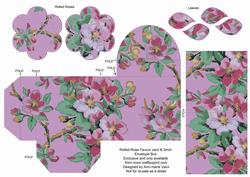 Lilac Col Blossom Rolled Rose 3in Favour/gift Box N' Card