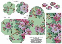 Mint Col Blossom Rolled Rose 3in Favour/gift Box N' Card