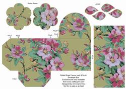 Olive Col Blossom Rolled Rose 3in Favour/gift Box N' Card