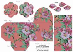Pink Col Blossom Rolled Rose 3in Favour/gift Box N' Card