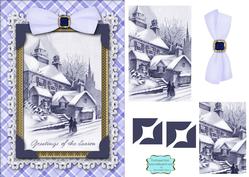 Blue Christmas Greetings A5 Card Front Step by Step