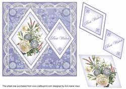Blue Bouquet Best Wishes 7in Double Diamond Topper