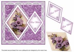 Pansies Best Wishes 7in Double Diamond Topper