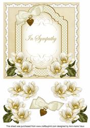 Cream Magnolia in Sympathy Fancy 7in Decoupage Topper
