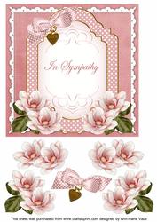 Pink Magnolia in Sympathy Fancy 7in Decoupage Topper