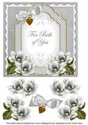 Silver Magnolia Both of You Fancy 7in Decoupage Topper