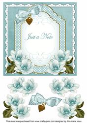 Dteal Magnolia Just a Note Fancy 7in Decoupage Topper