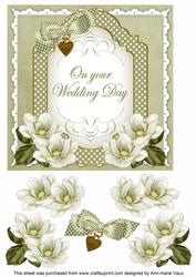 Olive Magnolia Wedding Day Fancy 7in Decoupage Topper