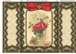 Rose Bouquet Vintage Lace Gatefold Card