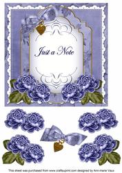 Dblue Rose Just a Note Fancy 7in Decoupage Topper