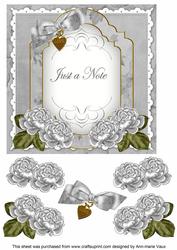 Silver Rose Just a Note Fancy 7in Decoupage Topper