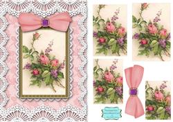 Rose Bouquet A5 Lace Border Step by Step Card Front