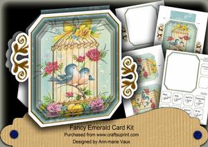 Teal Birdcage Fancy Emerald 3D Mini Card Kit