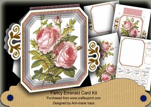 Pink Roses Fancy Emerald 3D Mini Card Kit