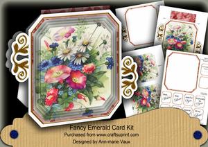 Pink Wildflowers Fancy Emerald 3D Mini Card Kit