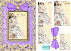 Wedding Couple A5 Lace Border Card Front Step by Step