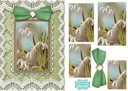 Spring Snowdrops A5 Lace Border Card Front Step by Step