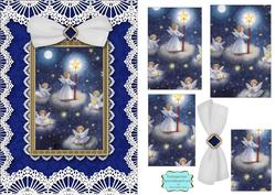 Christmas Lite Angels A5 Lace Card Front Step by Step