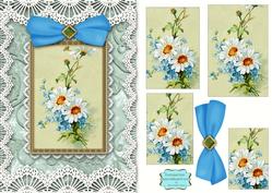 Pretty Daisies A5 Lace Border Card Front Step by Step