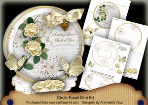 Cream Rose Both of You Pretty Circle Easel Card Mini Kit