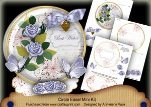 Blue Rose Best Wishes Pretty Circle Easel Card Mini Kit