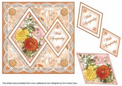 Orange Bouquet with Sympathy 7in Double Diamond Topper