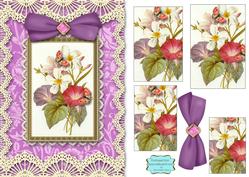 Butterfly Mixed Bunch A5 Lace Border Card Front Step by Step
