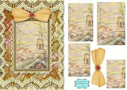 Christmas Church A5 Lace Border Card Front Step by Step