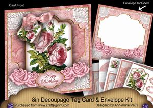 Pink Rose Happy Birthday Special 8in Tag N' Envelope Kit