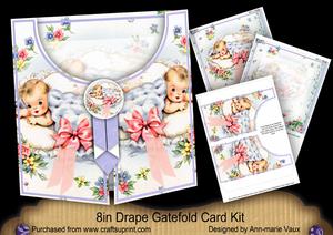 Baby Boy Blue 8in Drape Gatefold Card Kit