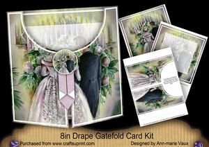 Wedding Couple 8in Drape Gatefold Card Kit