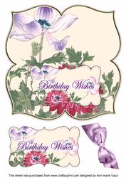 Anemone2 Birthday Wishes 8in Large Blooms Fancy Topper