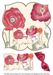 Red Poppy Thank You 8in Large Blooms Fancy Topper