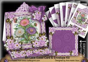 Mixed Daisies Lace Top Easel Card & Envelope Kit