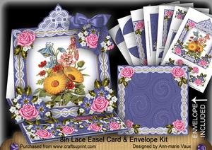 Blue Bouquet Lace Top Easel Card & Envelope Kit