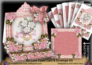 Wedding Rings Lace Top Easel Card & Envelope Kit