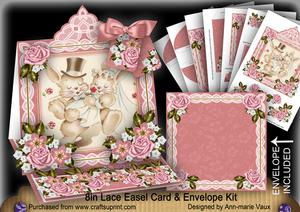 Love Bunnies Lace Top Easel Card & Envelope Kit