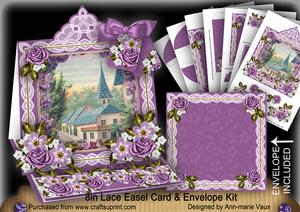 Lavender View Lace Top Easel Card & Envelope Kit