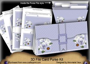 Blue Magnolias 3D File Purse Mini Kit